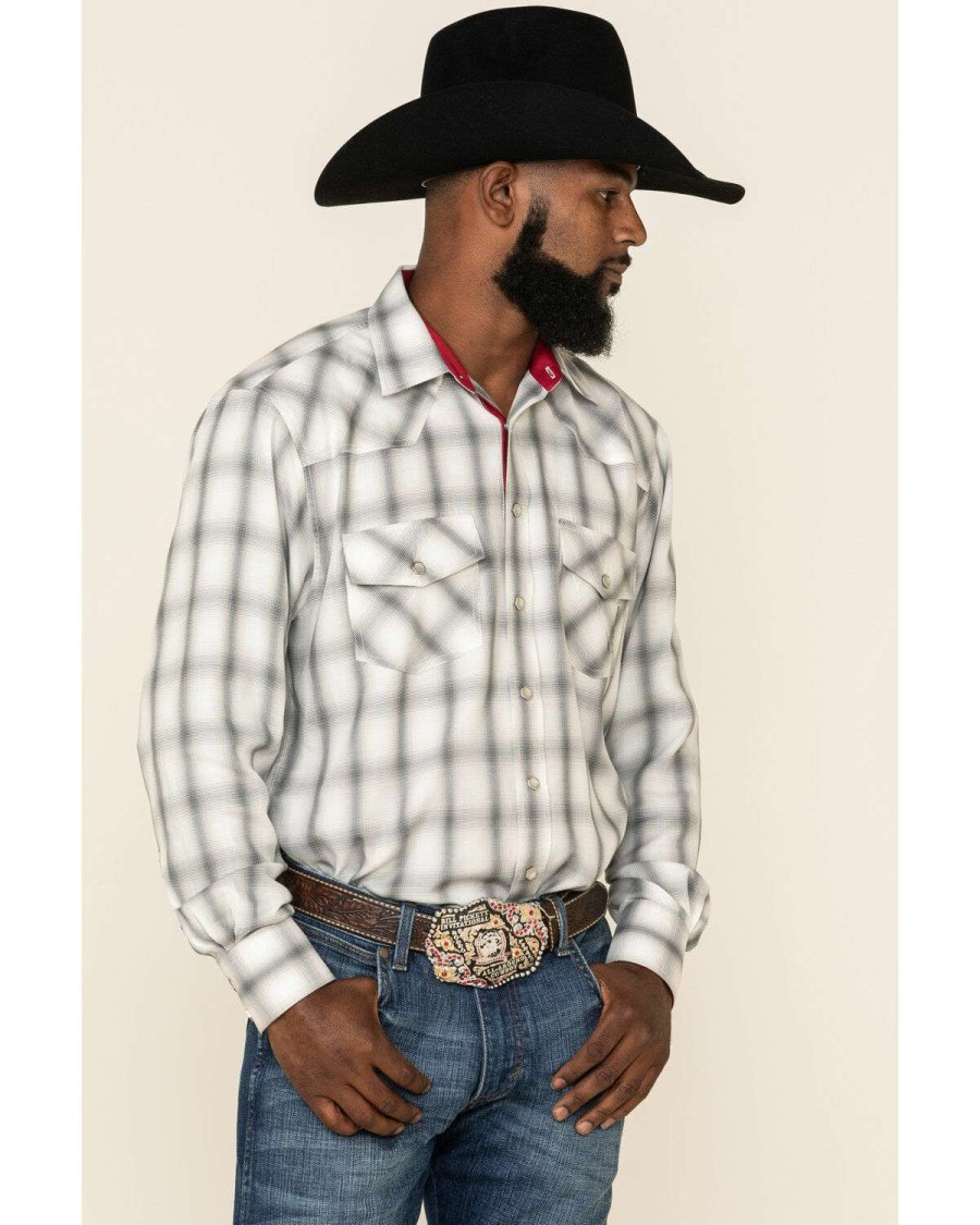 Western Shirt * | Clearance Resistol Men'S White North Plaid Long Sleeve Western Shirt