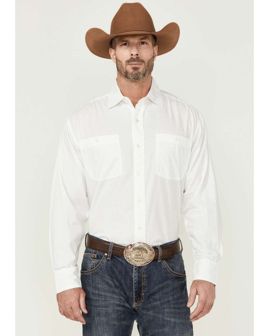 Western Shirt * | Online Resistol Men'S Solid Long Sleeve Button-Down Western Shirt