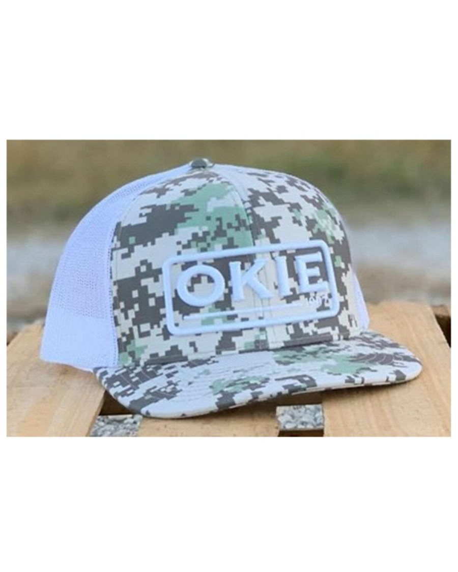 Caps * | Outlet Okie Men'S Digital Camo Print Puff Logo Mesh-Back Ball Cap