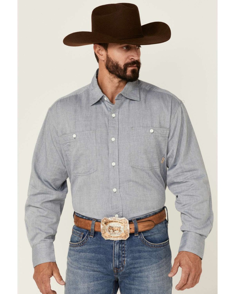 Western Shirt * | Outlet Double R By Resistol Men'S Solid Grey Rawlins Long Sleeve Snap Western Shirt