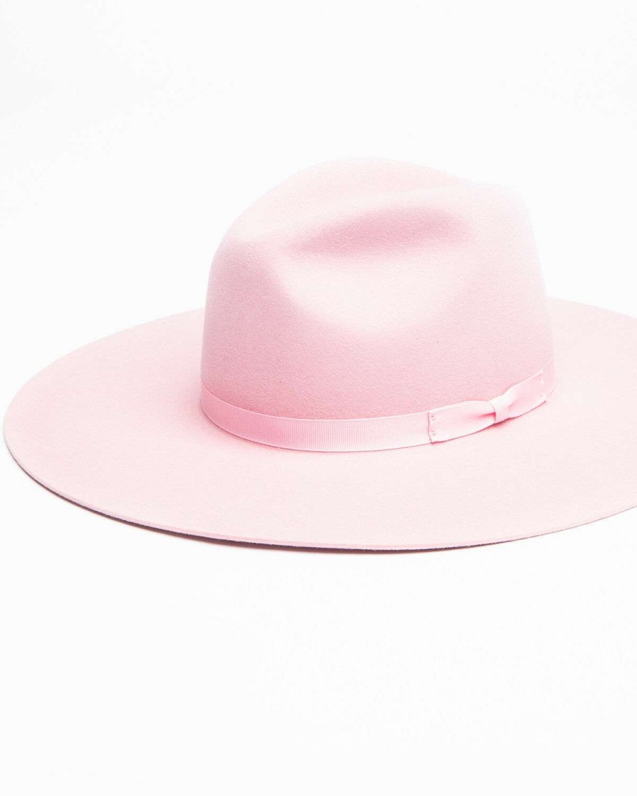 Western Hat * | Discount Rodeo King Women'S Tracker Powder Pink Fur Felt Western Hat