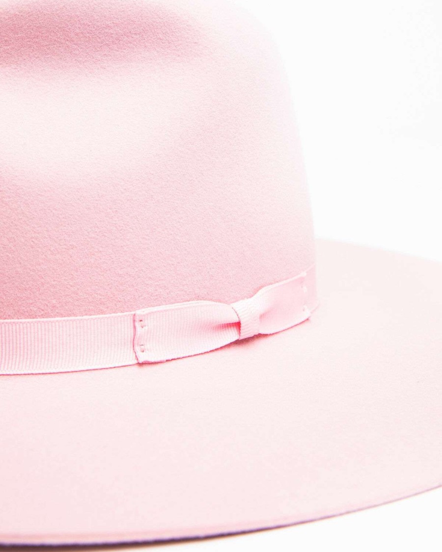 Western Hat * | Discount Rodeo King Women'S Tracker Powder Pink Fur Felt Western Hat