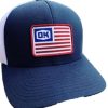 Caps * | Discount Okie Navy American Flag Patch Mesh-Back Ball Cap