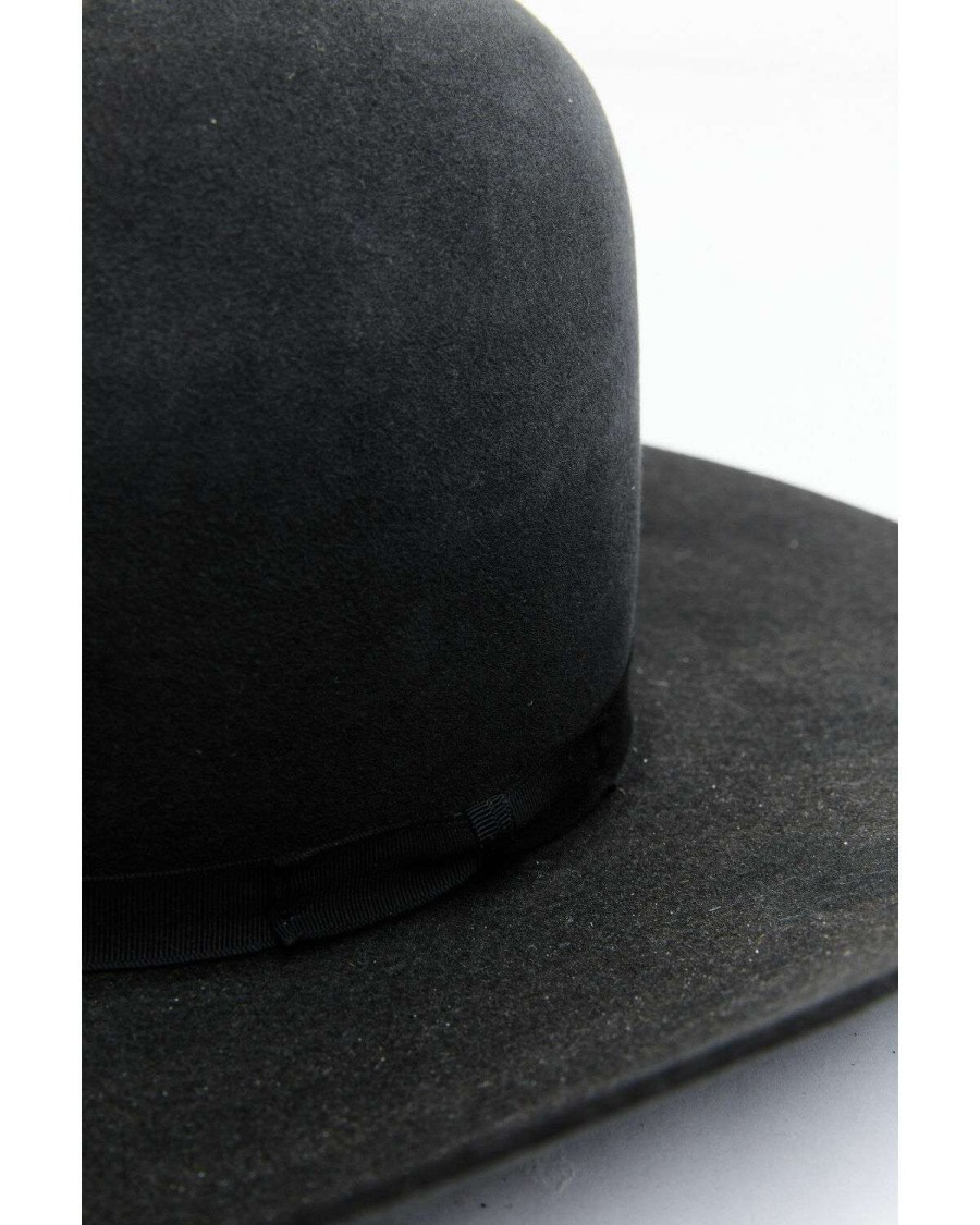 Western Hat * | Discount Rodeo King 7X Black Pen Crown Western Felt Hat