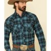 Western Shirt * | Discount Resistol Men'S Ombre Large Plaid Long Sleeve Western Shirt