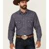 Western Shirt * | Outlet Resistol Men'S Rockton Dobby Geo Print Long Sleeve Snap Western Shirt