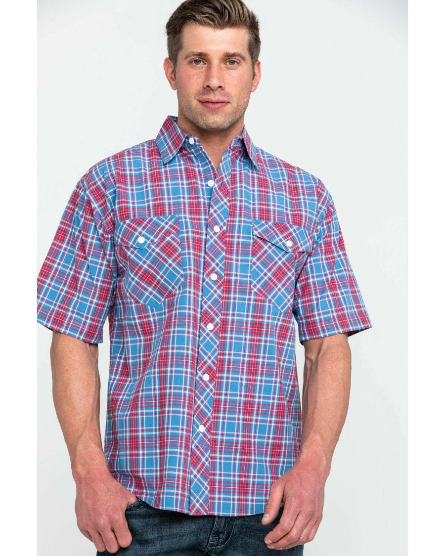 Western Shirt * | Discount Resistol Men'S Yosemite Small Plaid Short Sleeve Western Shirt