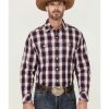 Western Shirt * | Online Resistol Men'S Atlantis Ombre Plaid Long Sleeve Button-Down Western Shirt