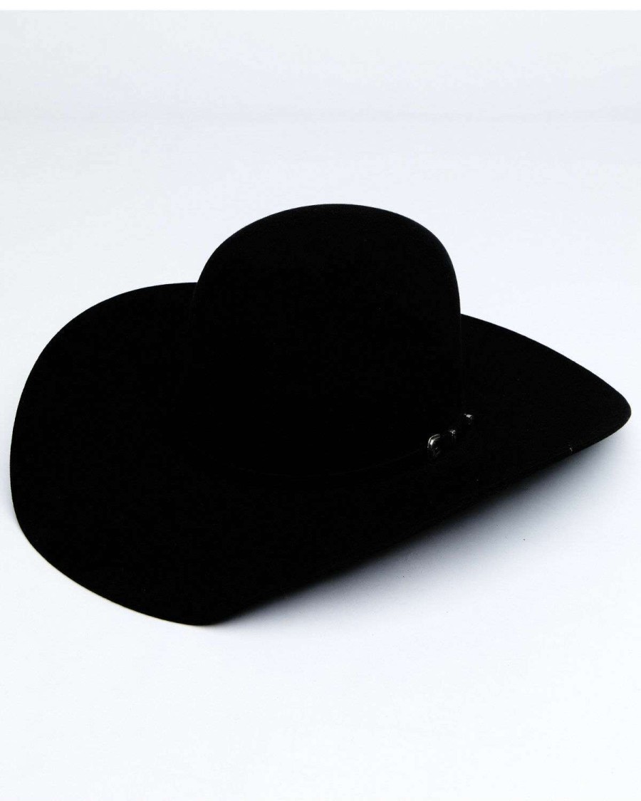 Western Hat * | Outlet Rodeo King 7X Black Open Crown Match Band Western Felt Hat