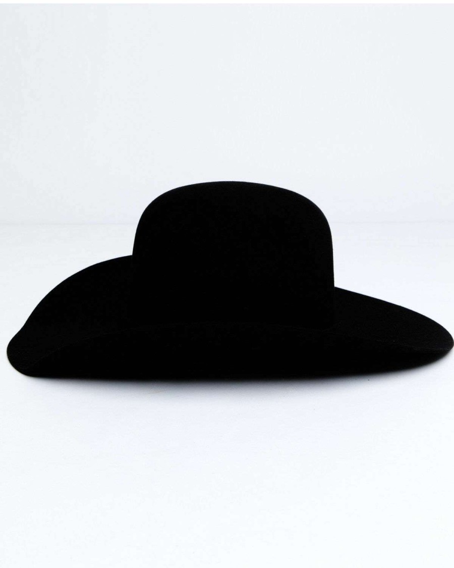 Western Hat * | Outlet Rodeo King 7X Black Open Crown Match Band Western Felt Hat