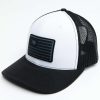 Caps * | Clearance Okie Men'S Billy Rubber Flag Logo Patch Mesh-Back Ball Cap White & Black