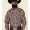 Western Shirt * | Sale Resistol Men'S Red Orchard Geo Print Long Sleeve Western Shirt