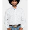 Western Shirt * | Outlet Resistol Men'S White Stuart Geo Print Long Sleeve Western Shirt