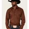 Western Shirt * | Sale Resistol Men'S Solid Brown Sachse Long Sleeve Snap Western Shirt