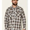 Western Shirt * | Outlet Resistol Men'S Brown Cedar Ombre Plaid Long Sleeve Western Shirt