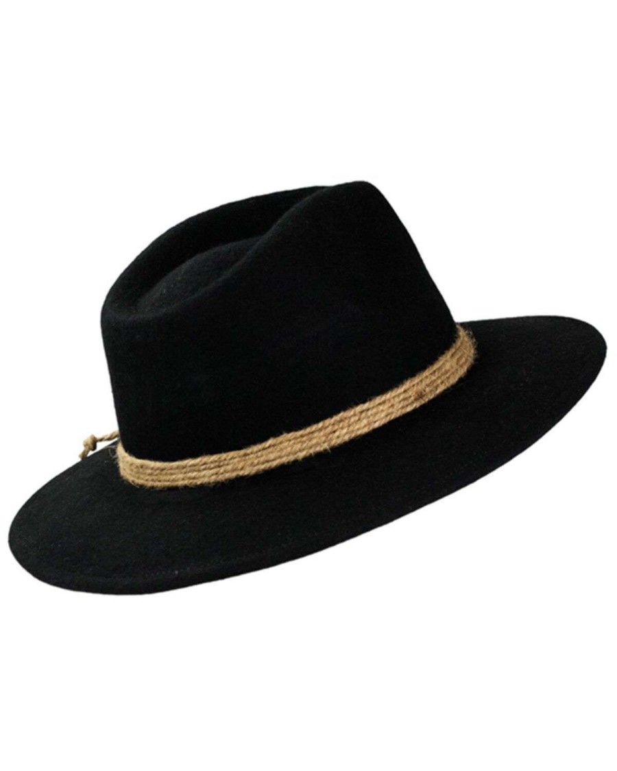 Western Hat * | Peter Grimm Ltd Online Peter Grimm Women'S Black Alfred Wool Twine Western Hat