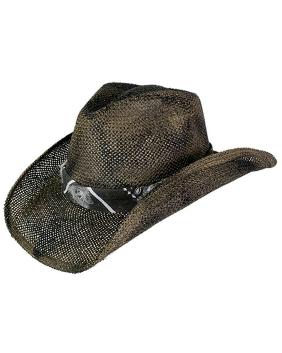 Cowboy Hats * | Peter Grimm Ltd Sale Peter Grimm Headwear Men'S Carl Pgd Brand Straw Cowboy Hat