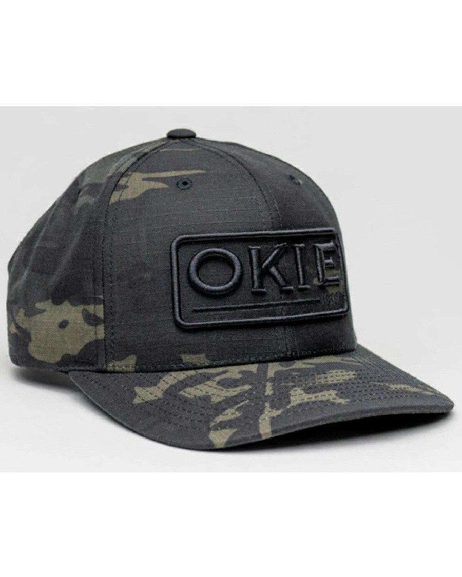 Caps * | Outlet Okie Men'S Woodlands Camo Print Puff Logo Embroidered Ball Cap