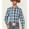 Western Shirt * | Resistol Online Reistol Men'S Heitmiller Large Plaid Long Sleeve Button-Down Western Shirt