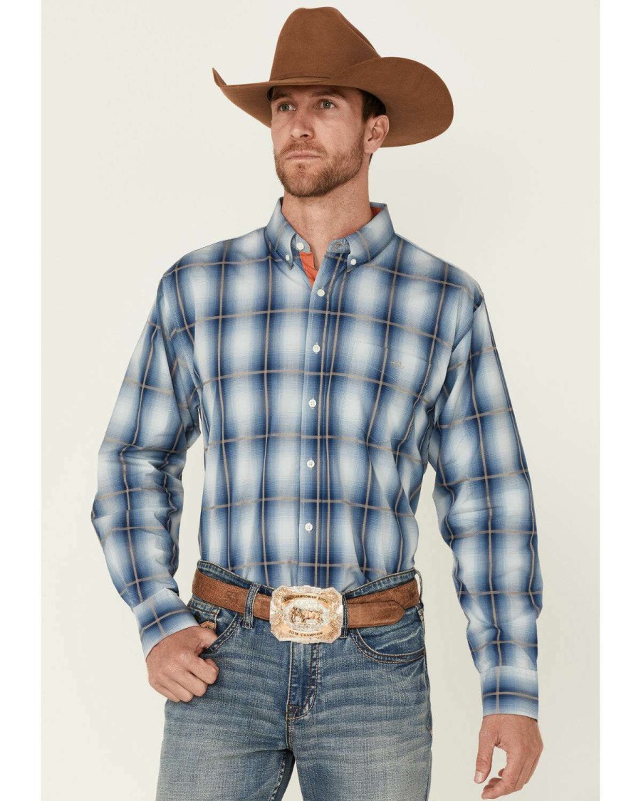 Western Shirt * | Resistol Online Reistol Men'S Heitmiller Large Plaid Long Sleeve Button-Down Western Shirt