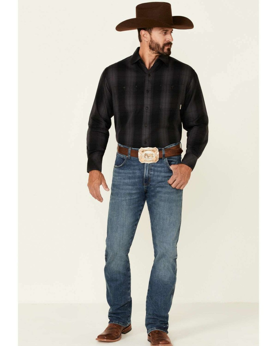 Western Shirt * | Outlet Resistol Men'S Azie Large Ombre Plaid Long Sleeve Button-Down Western Shirt