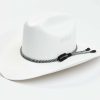 Western Hat * | Peter Grimm Ltd Online Peter Grimm Men'S White Fabric Band Cattleman Toyo Straw Western Hat