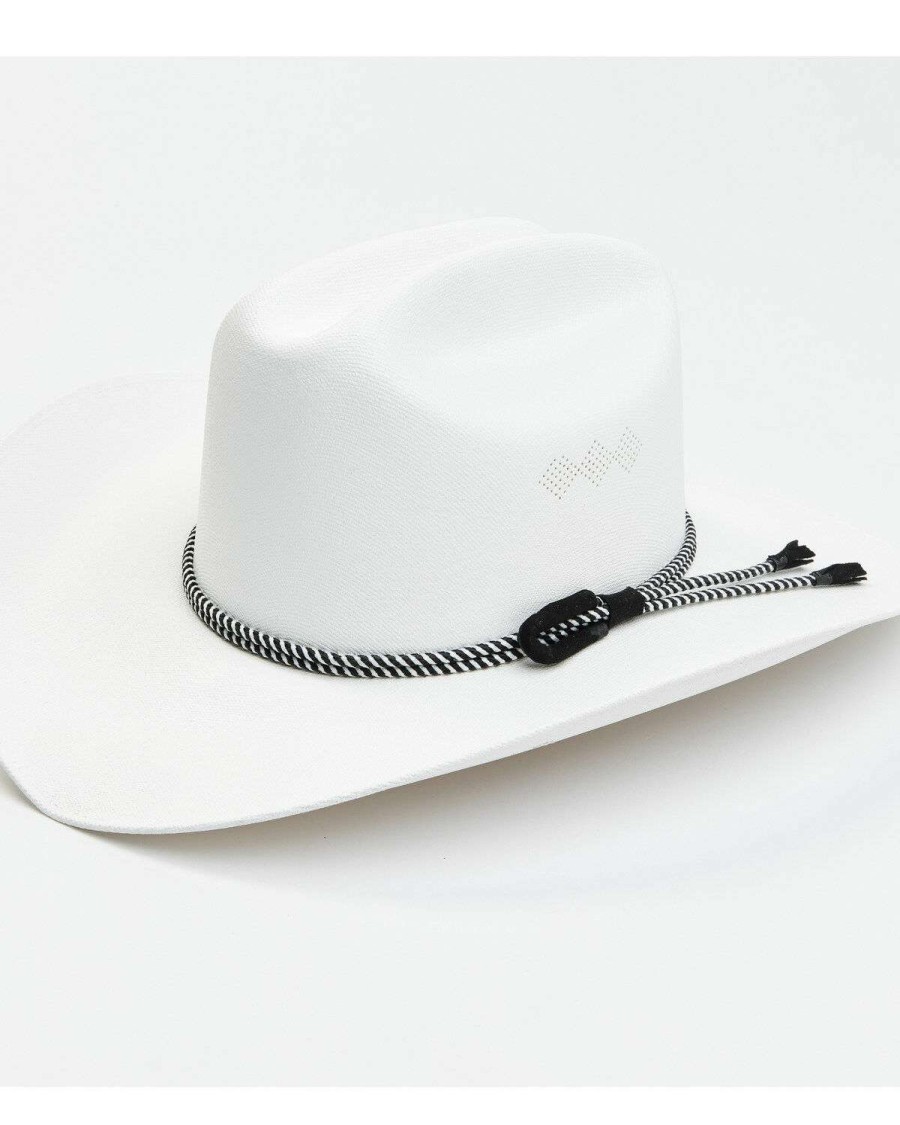 Western Hat * | Peter Grimm Ltd Online Peter Grimm Men'S White Fabric Band Cattleman Toyo Straw Western Hat