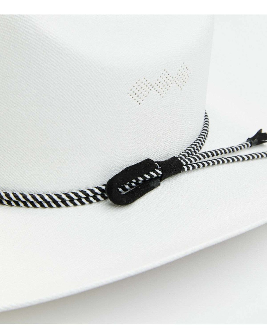 Western Hat * | Peter Grimm Ltd Online Peter Grimm Men'S White Fabric Band Cattleman Toyo Straw Western Hat