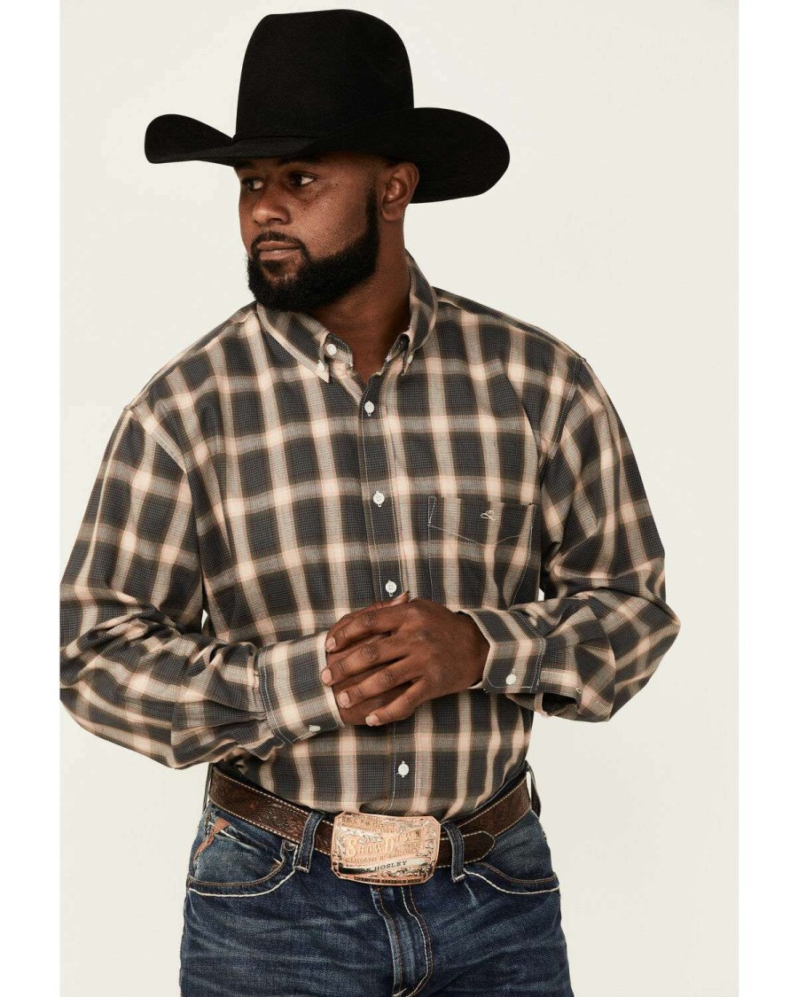 Western Shirt * | Clearance Resistol Men'S Olive Roselle Plaid Long Sleeve Button-Down Western Shirt