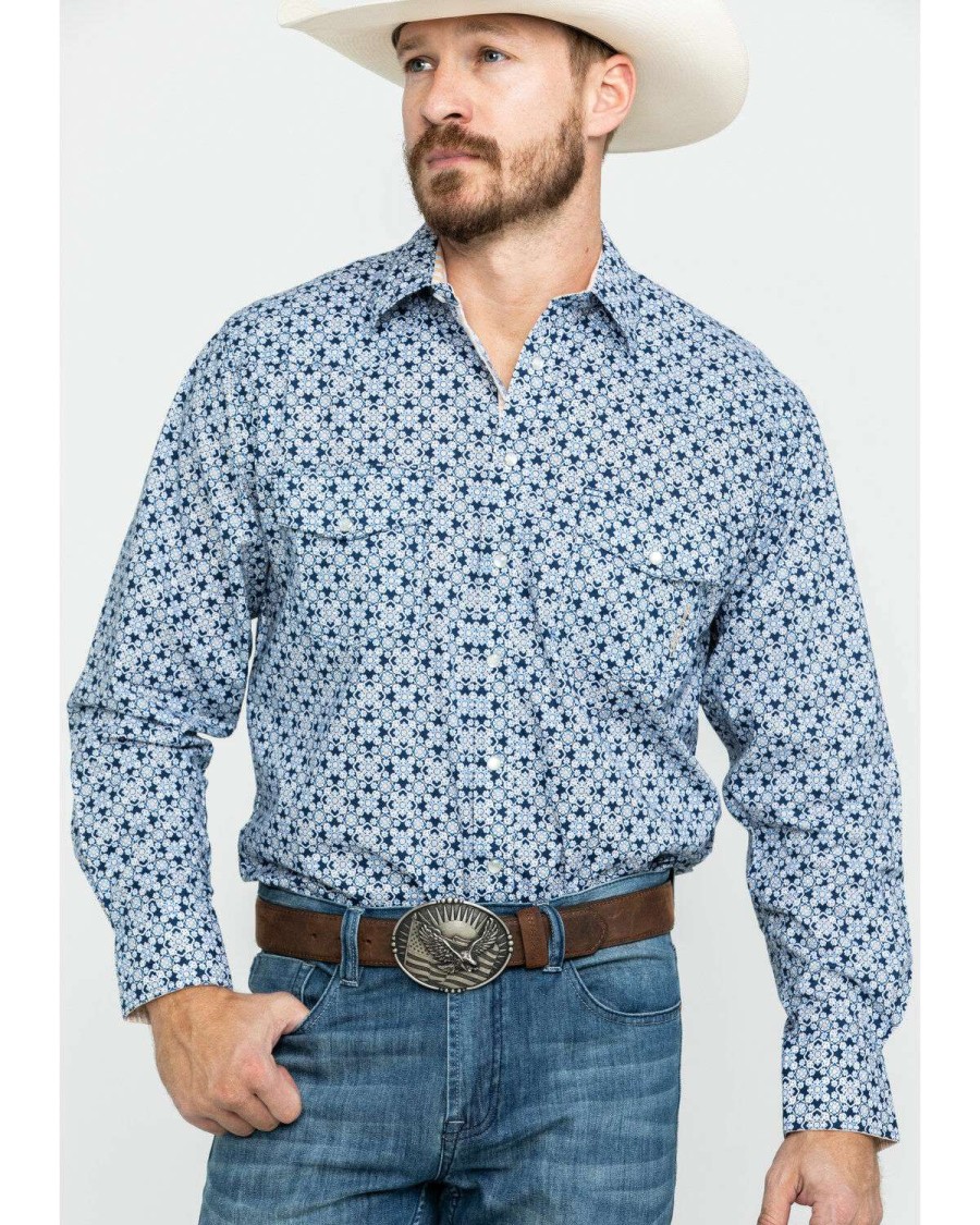 Western Shirt * | Online Resistol Men'S Highland Geo Print Long Sleeve Western Shirt