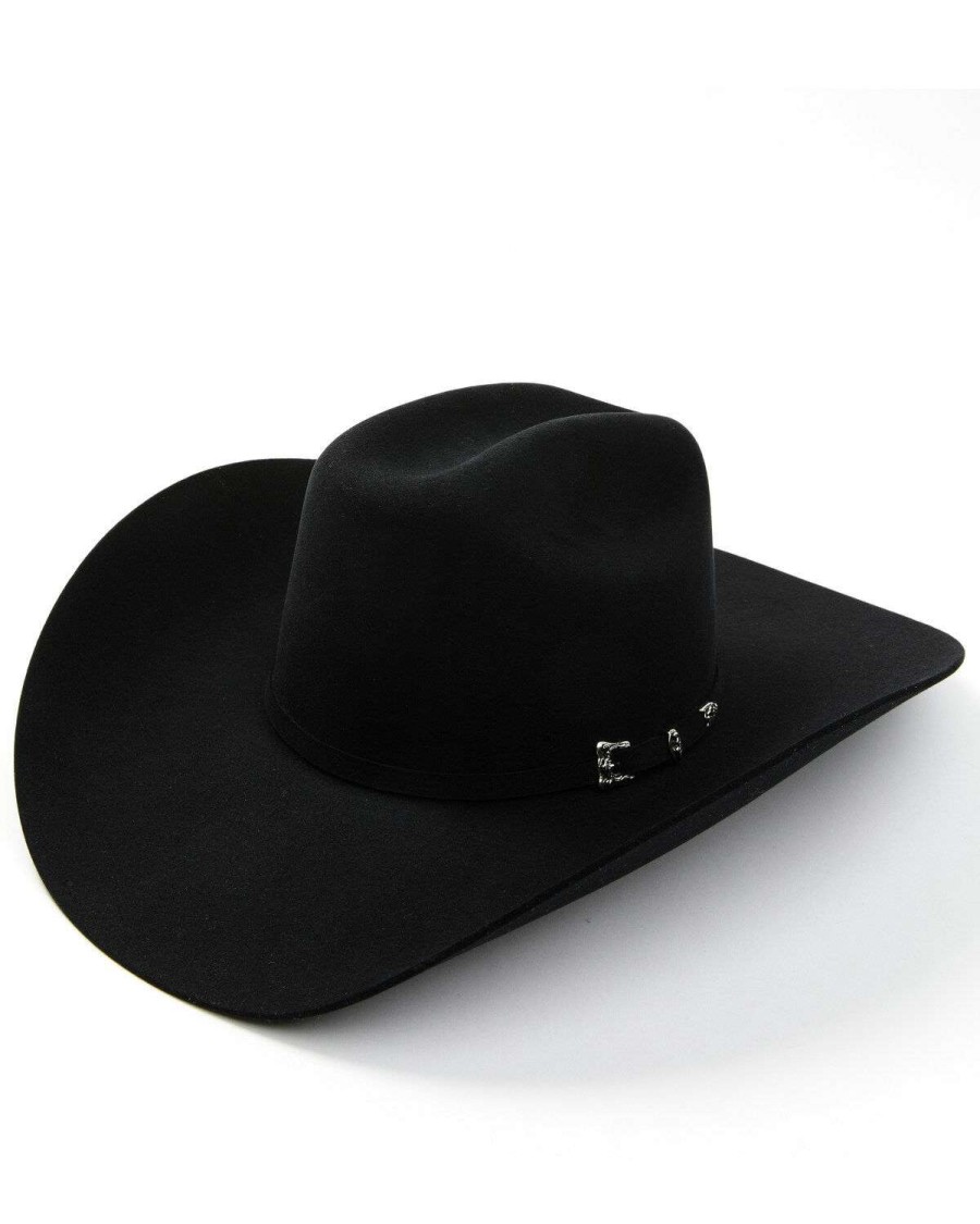 Western Hat * | Online Serratelli 20X Abilene Black Self Buckle Band Fur-Felt Western Hat