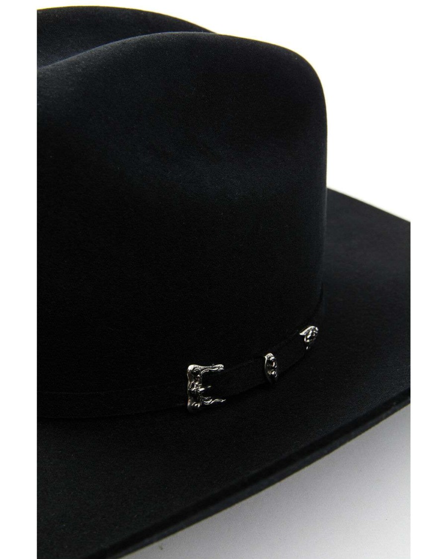 Western Hat * | Online Serratelli 20X Abilene Black Self Buckle Band Fur-Felt Western Hat