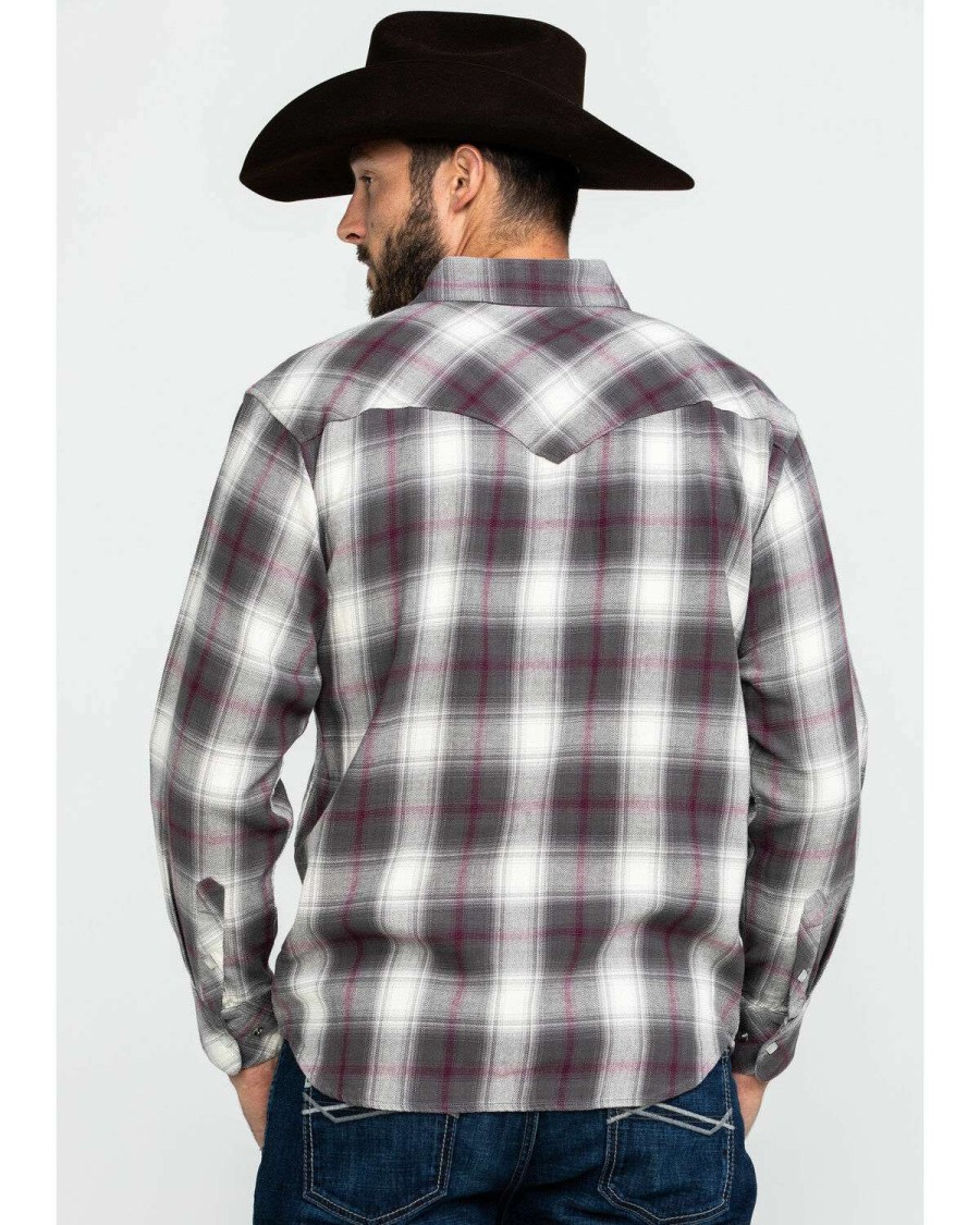 Western Shirt * | Sale Resistol Men'S Brazos Ombre Large Plaid Long Sleeve Western Shirt