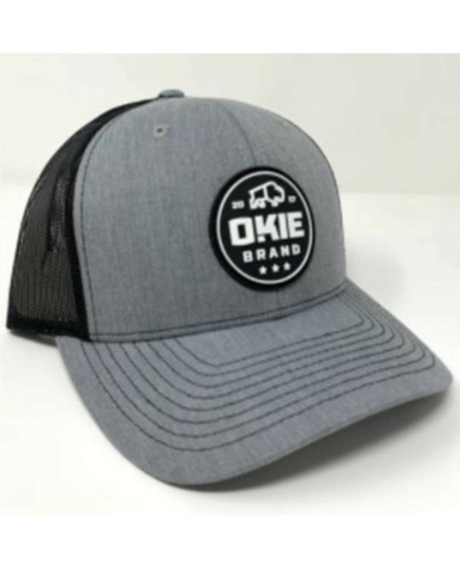 Caps * | Outlet Okie Men'S Grey & Black Tatanka Rubber Patch Mesh-Back Ball Cap