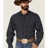 Western Shirt * | Online Double R By Resistol Men'S Navy Addison Small Plaid Long Sleeve Snap Western Shirt