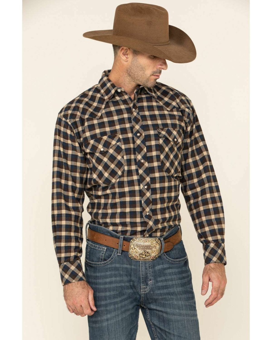 Western Shirt * | Clearance Resistol Men'S Multi Bienville Check Plaid Long Sleeve Western Shirt