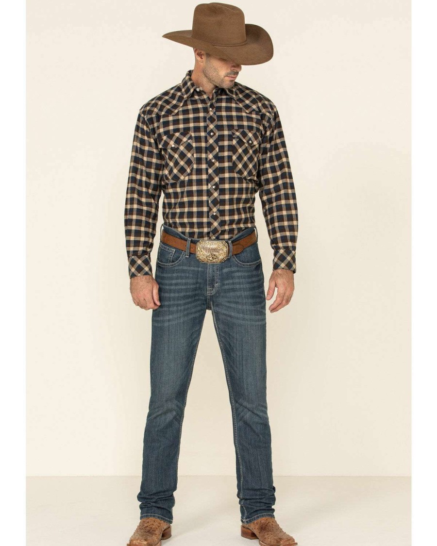 Western Shirt * | Clearance Resistol Men'S Multi Bienville Check Plaid Long Sleeve Western Shirt