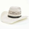 Western Hat * | Online Serratelli Natural Bull Rider Tall Brick Bangora Straw Western Hat