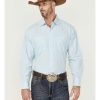 Western Shirt * | Clearance Resistol Men'S Cerulean Blue Long Sleeve Button-Down Western Shirt