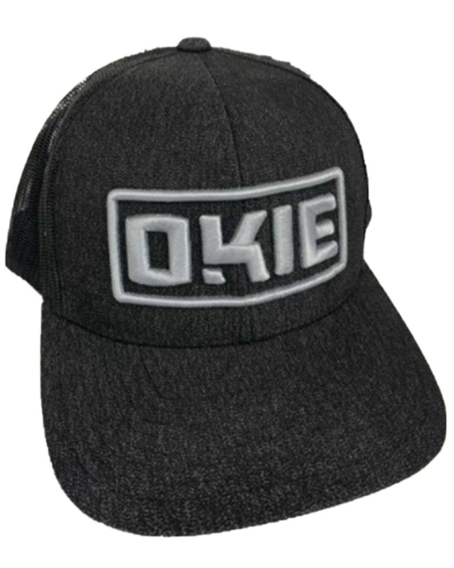 Caps * | Online Okie Men'S Black & Grey Ashmore Embroidered Logo Mesh-Back Ball Cap